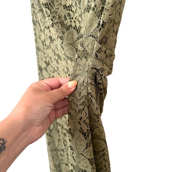 ZARA Floral Lace Midi Dress Green NWT Medium - Picture 5 of 6